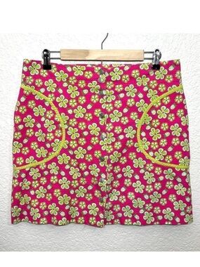 Vintage 90’s White Label Lilly Pulitzer Mini Skirt Hot Pink Green Floral Size 8